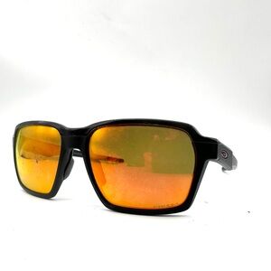 Oakley Sunglasses Parlay OO4143-0358 Black Square Frames with Prizm Ruby Lenses